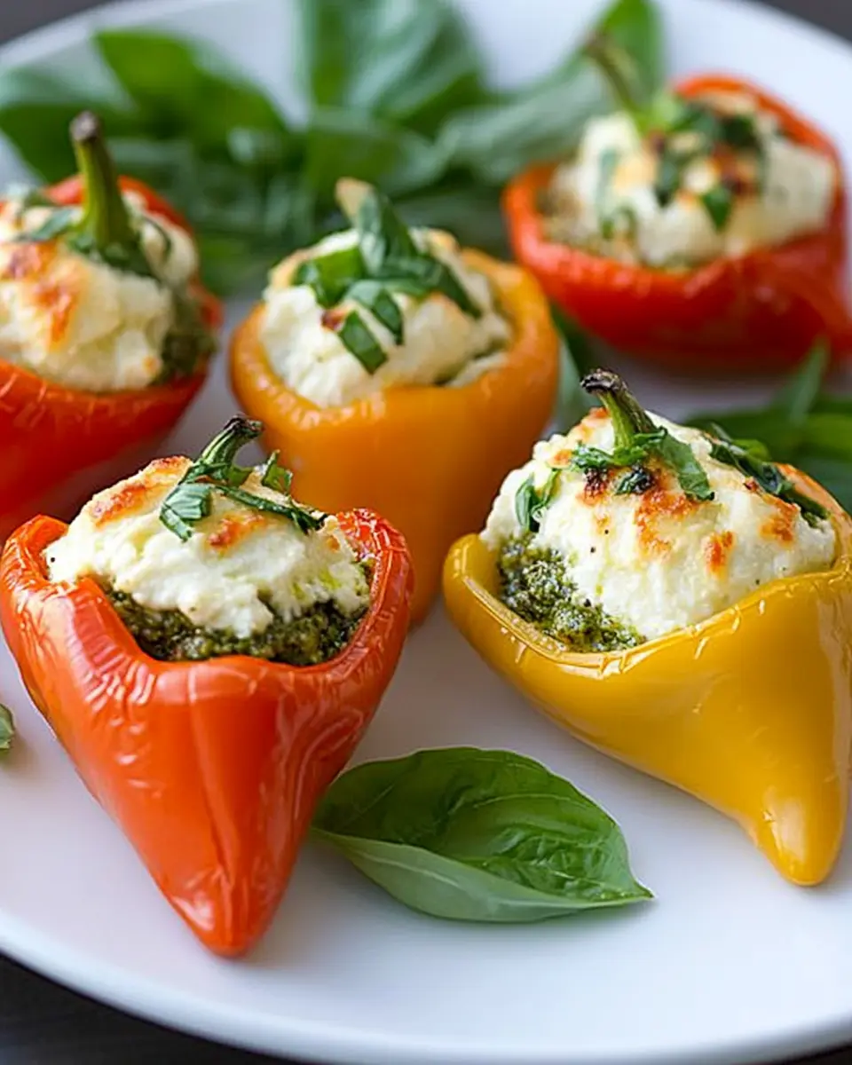 gefüllte minipaprika: Irresistibly Cheesy Ricotta Pesto Bites