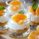 Käse-Sahne-Dessert mit Mandarinchen und Keksboden First Image First Image