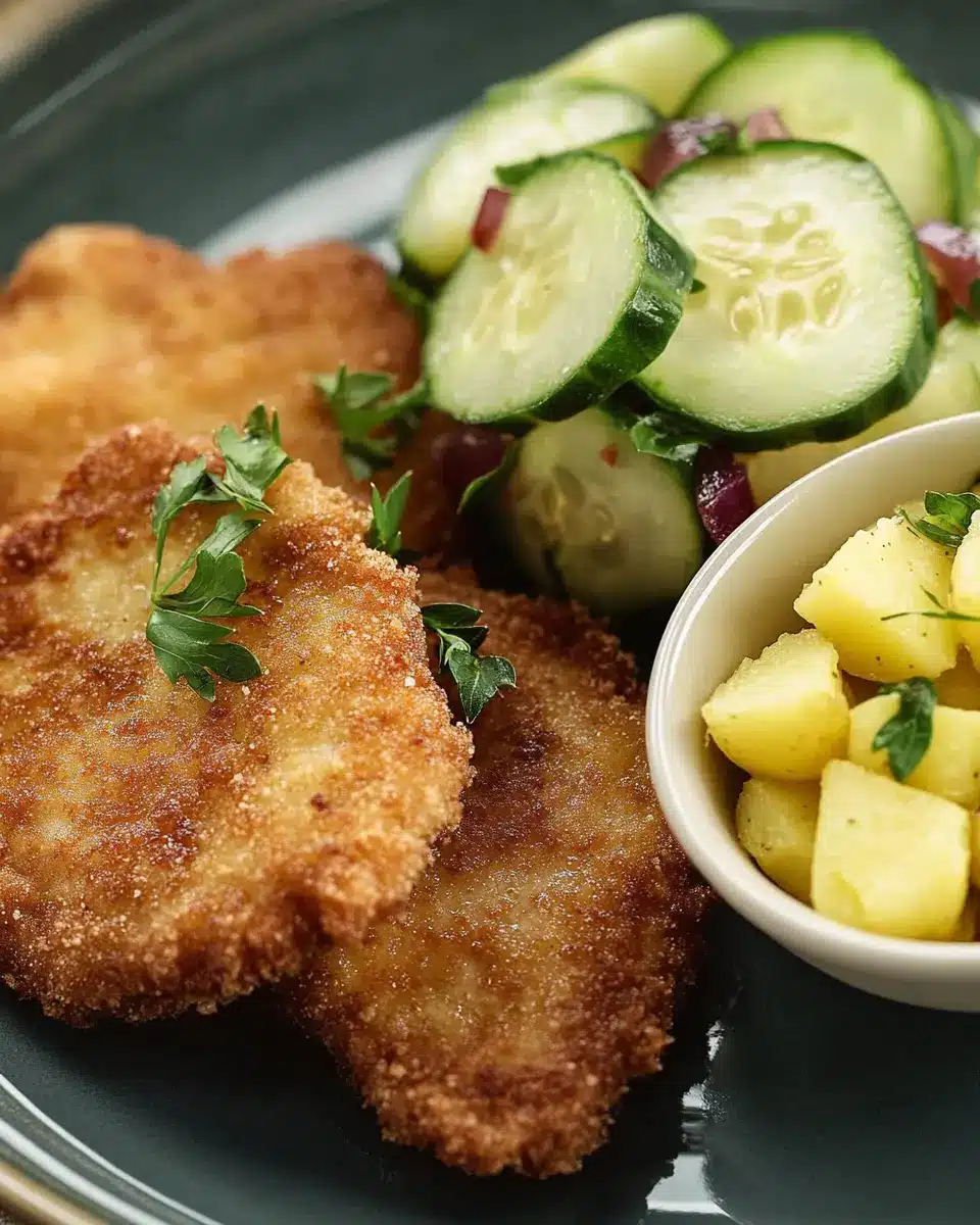 Wiener Mini-Schnitzel vom Schwein auf Johanns Kartoffel-Gurken-Salat: Irresistibly Crispy and Fresh!