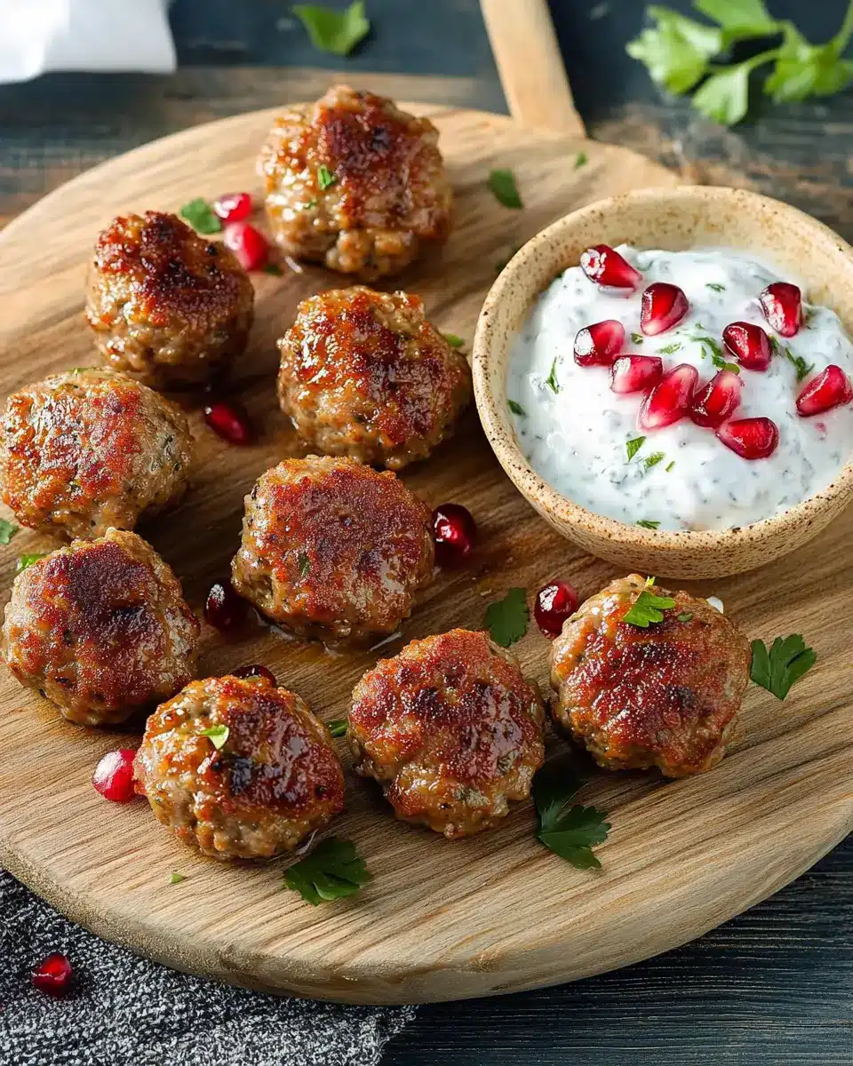 Mini-Frikadellen mit Granatapfel-Joghurt-Dipp: Irresistibly Juicy!