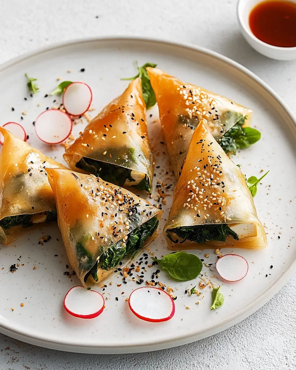 Knusprige Reispapiertaschen mit Spinat & Tofu: Veggie Delight!