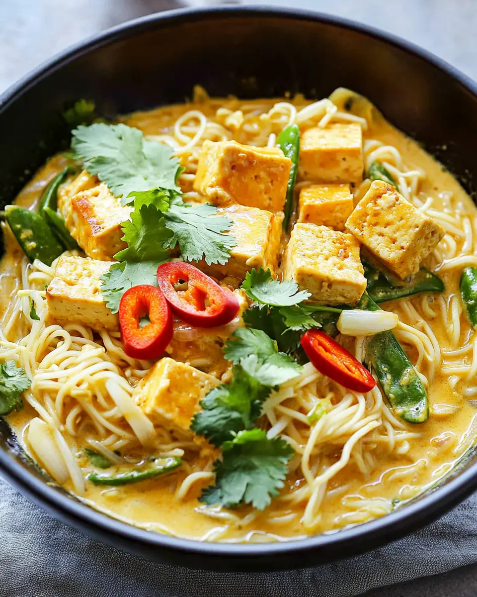 Mie-Nudeln mit Tofu: Irresistibly Spicy Thai Coconut Delight
