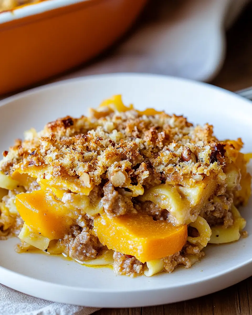 Nudel-Kürbisgratin Rezept: Einfach unwiderstehlich lecker!