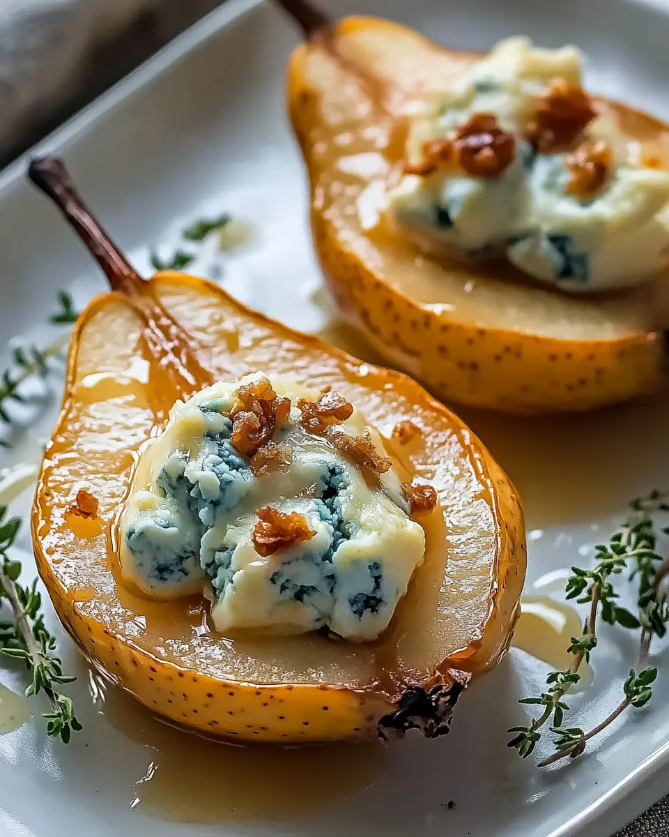 Gebackene Birnen mit Roquefort und Honig: Irresistibly Sweet & Savory