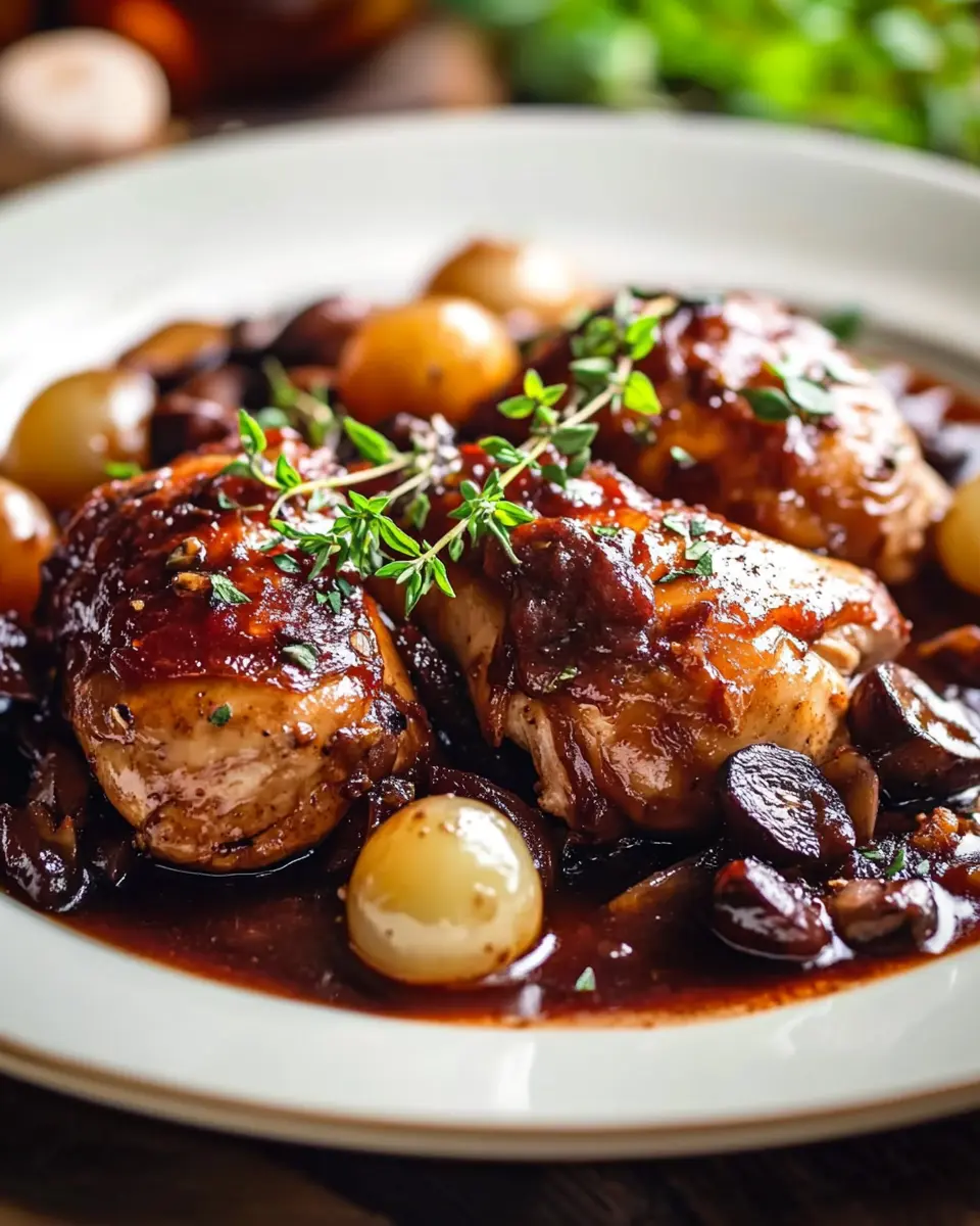Coq au vin in Rotwein: A Juicy Twist on Classic Comfort