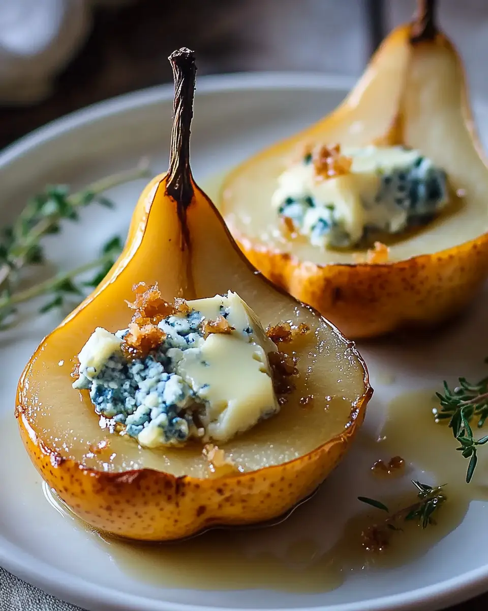 Gebackene Birnen mit Roquefort und Honig: Irresistibly Sweet & Savory