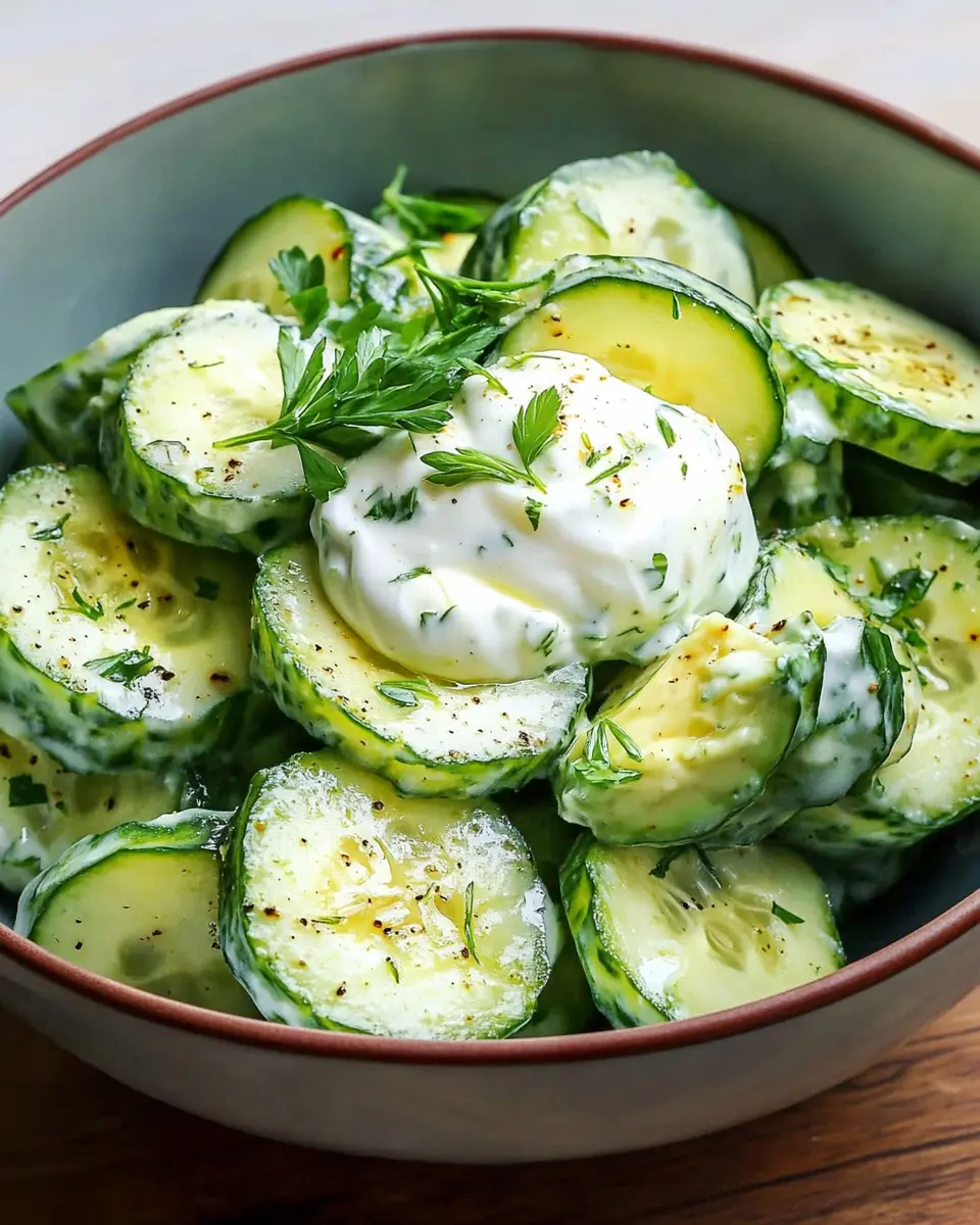 Gurkensalat mit Avocado und Joghurt First Image First Image