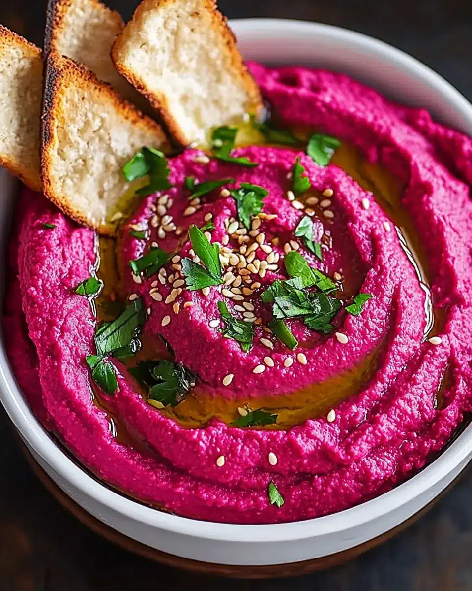 Pink und perfekt Hummus: Irresistibly Creamy Beet Dip