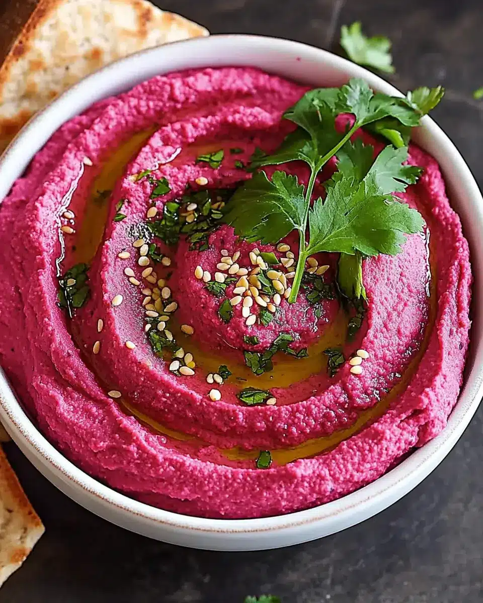 Pink und perfekt Hummus: Irresistibly Creamy Beet Dip