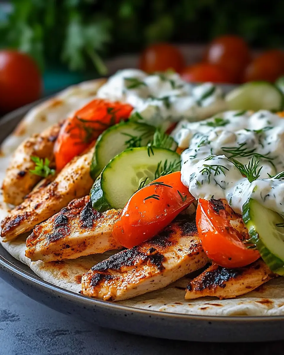 Hähnchen-Gyros mit cremiger Feta-Tzatziki-Sauce First Image First Image