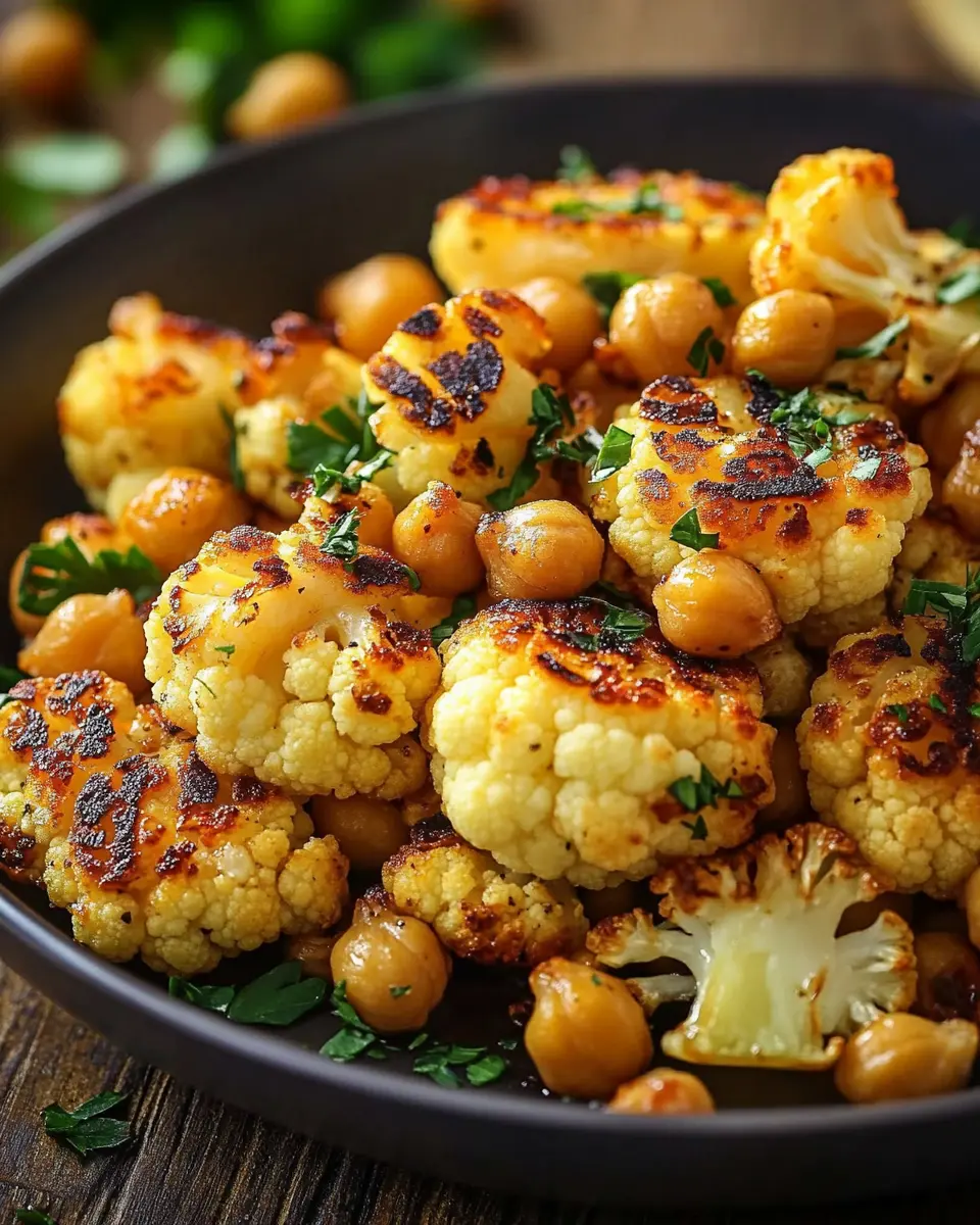 Gegillter Honig-Blumenkohl: Indulgent Halloumi & Crispy Chickpeas