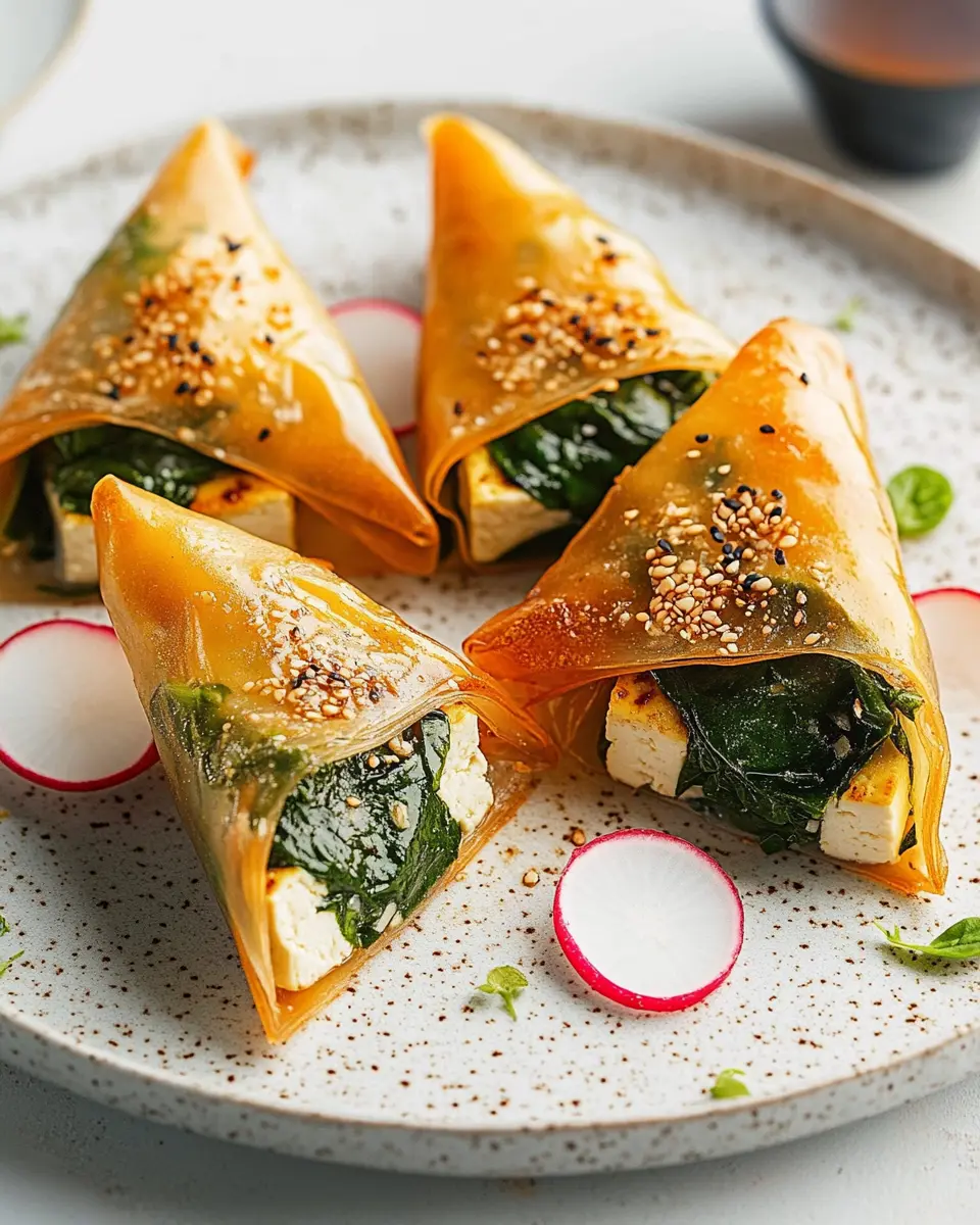 Knusprige Reispapiertaschen mit Spinat & Tofu: Veggie Delight!