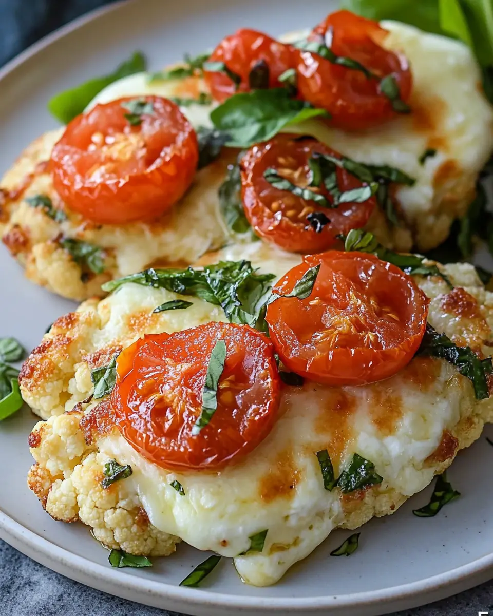 Cremiger gebackener Blumenkohl mit Mozzarella und Tomaten First Image First Image