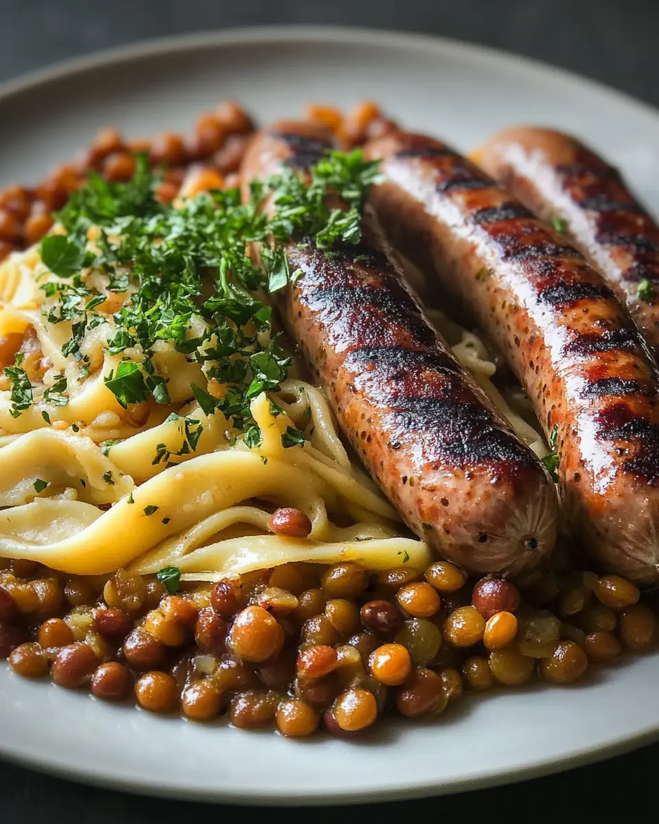 Linsen mit Spätzle und Rostbratwürsten: Easy Comfort Food Bliss