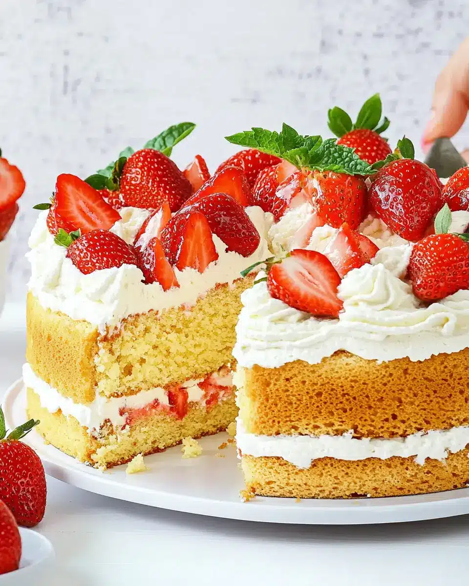 Erdbeertorte mit Biskuitboden First Image First Image