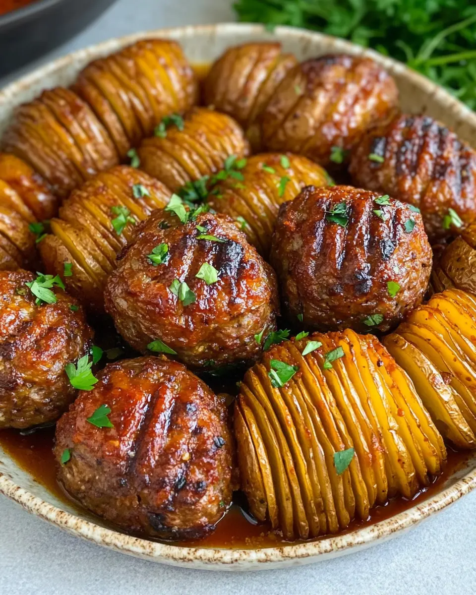 Saftige Ofen-Köfte: Juicy Flavor Hits with Hasselback Potatoes