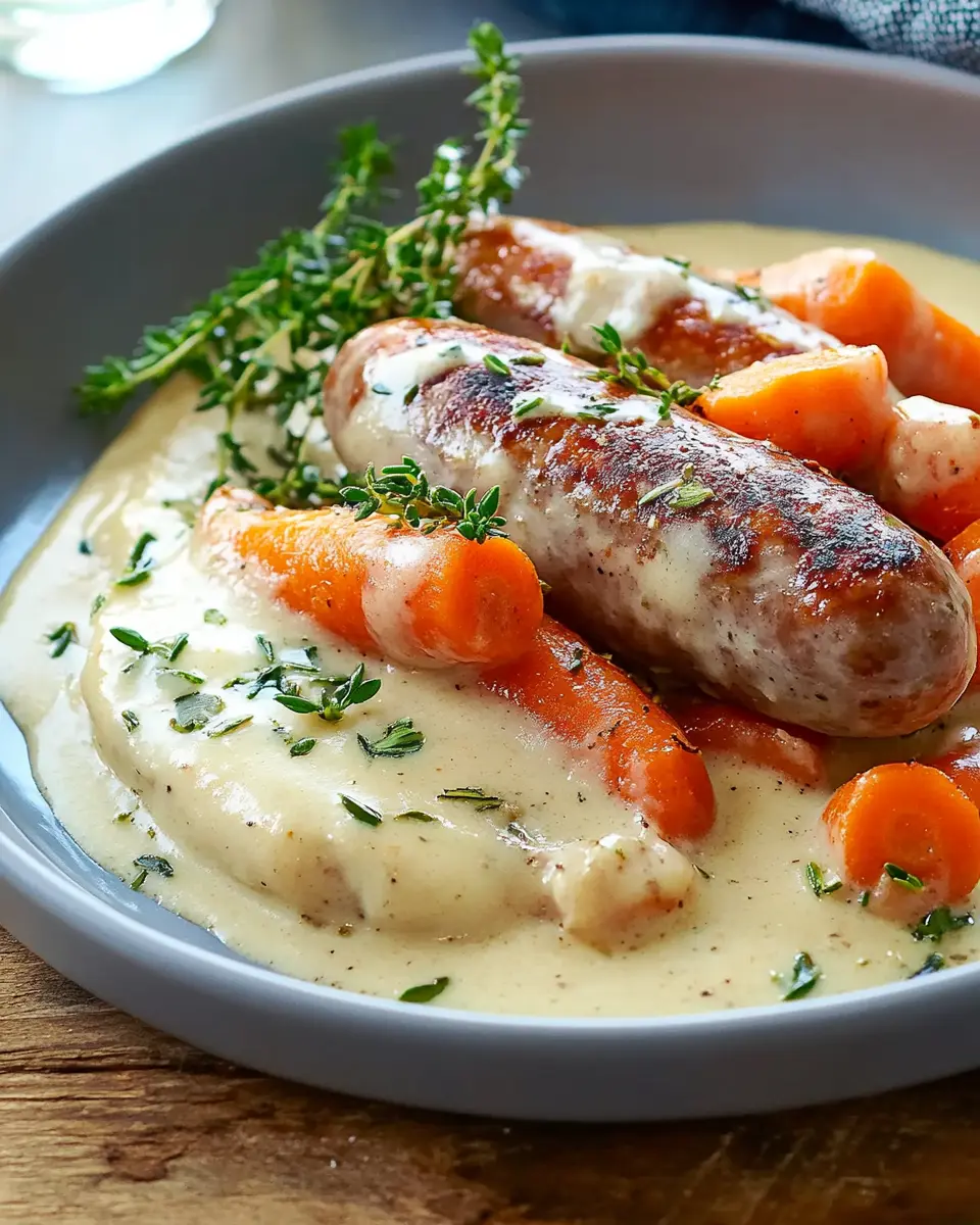 Bratwurst-Rahmragout zu Möhren First Image First Image