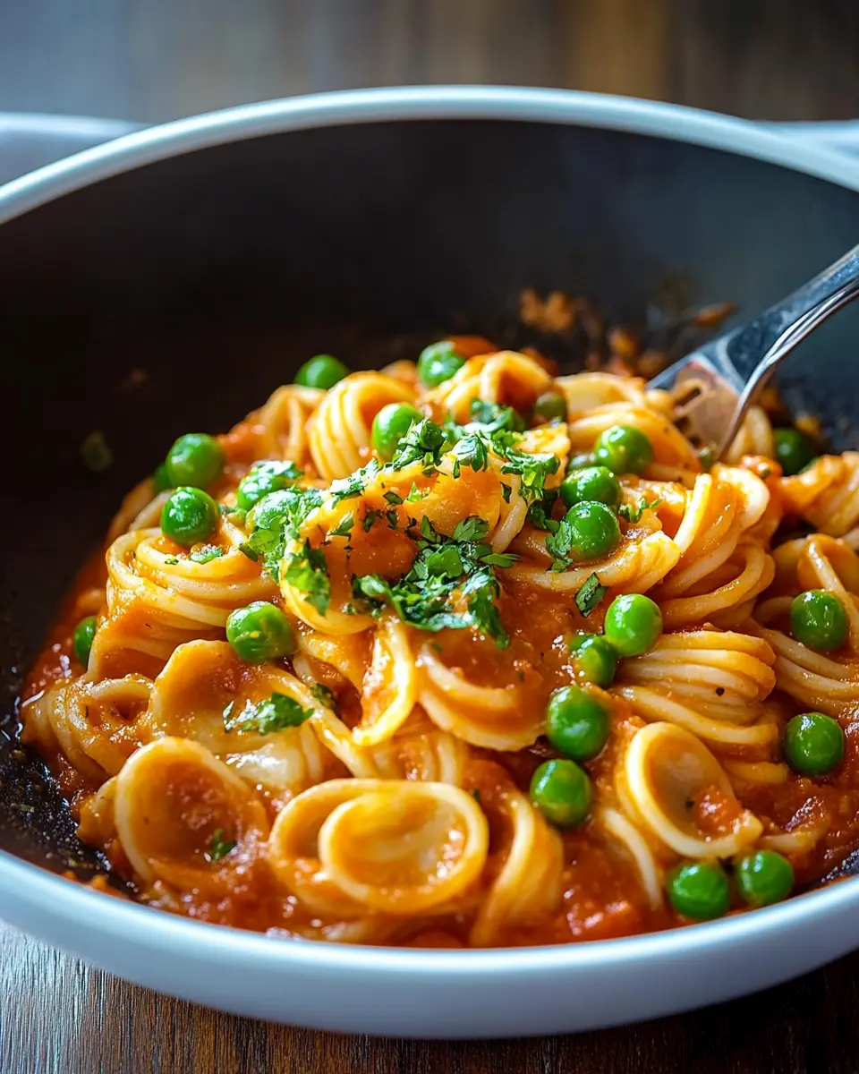 Pasta mit Erbsen und Tomatensugo: The Best Cozy Dinner Ever