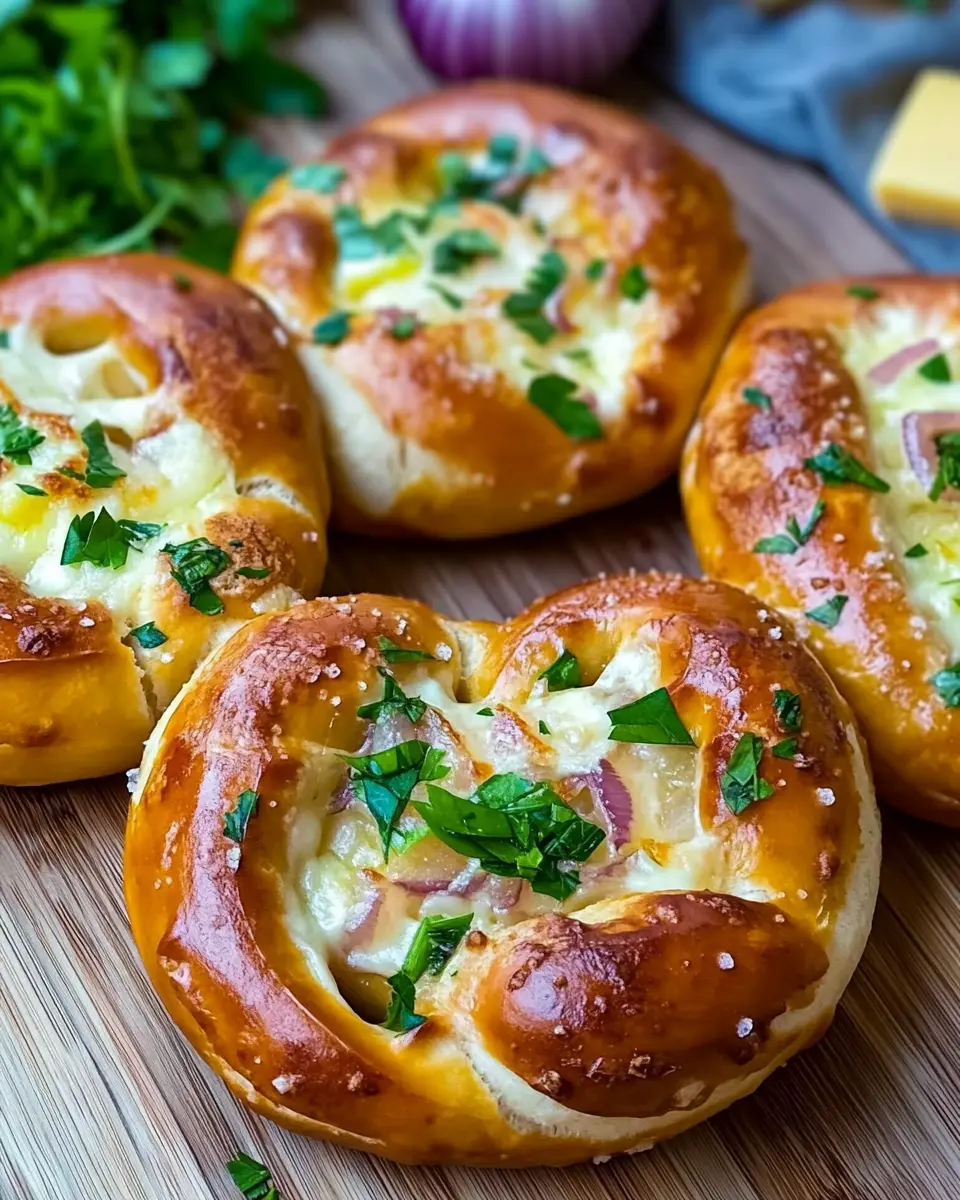 Gefüllte Laugenbrezeln – Flammkuchen Style: Irresistibly Cheesy!