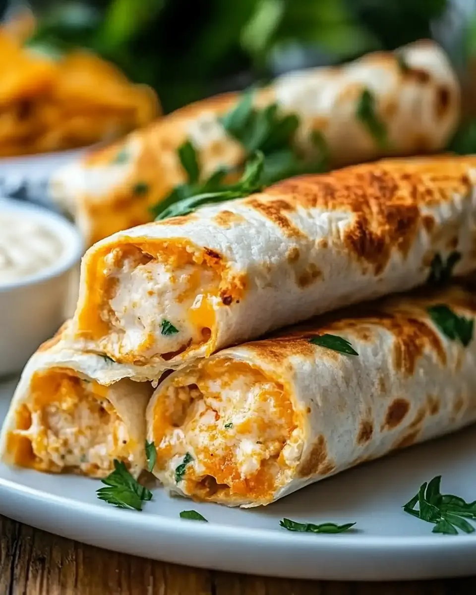 Knusprige gefüllte Wraps: Gooey Cheddar-Chicken Delight
