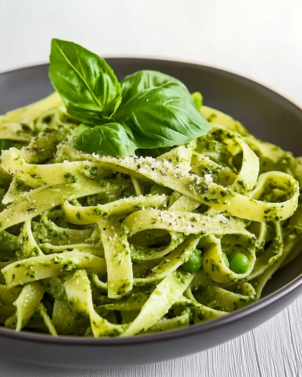 Tagliatelle mit Spinat-Erbsen Pesto
