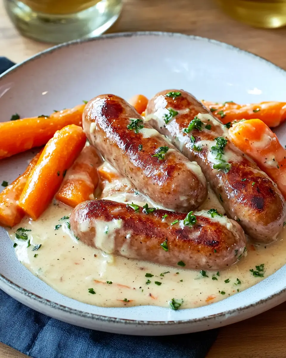 Bratwurst-Rahmragout zu Möhren: Cozy Comfort in Every Bite