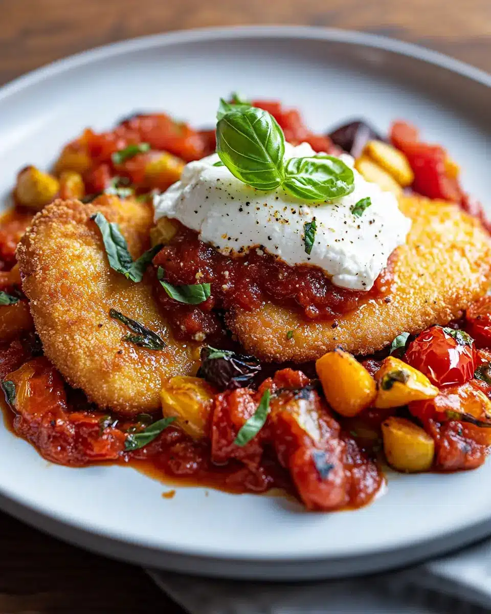  Italienische Basilikum-Hähnchenschnitzel mit Tomaten-Burrata-Topping  First Image First Image