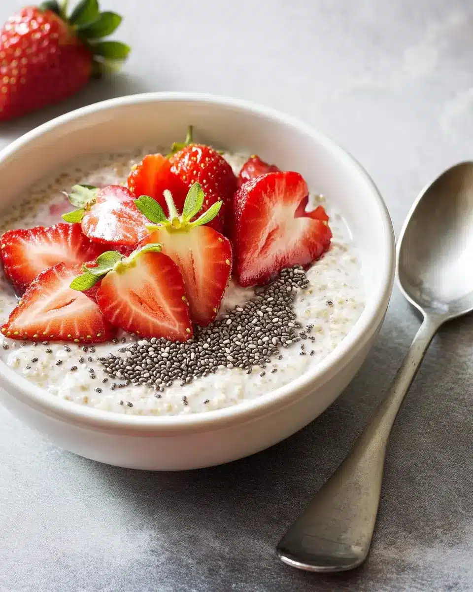 Porridge mit Chia-Samen und Erdbeeren