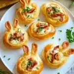 Osterhäschen aus Pizzateig gefüllt mit Speck und Zwiebeln First Image First Image