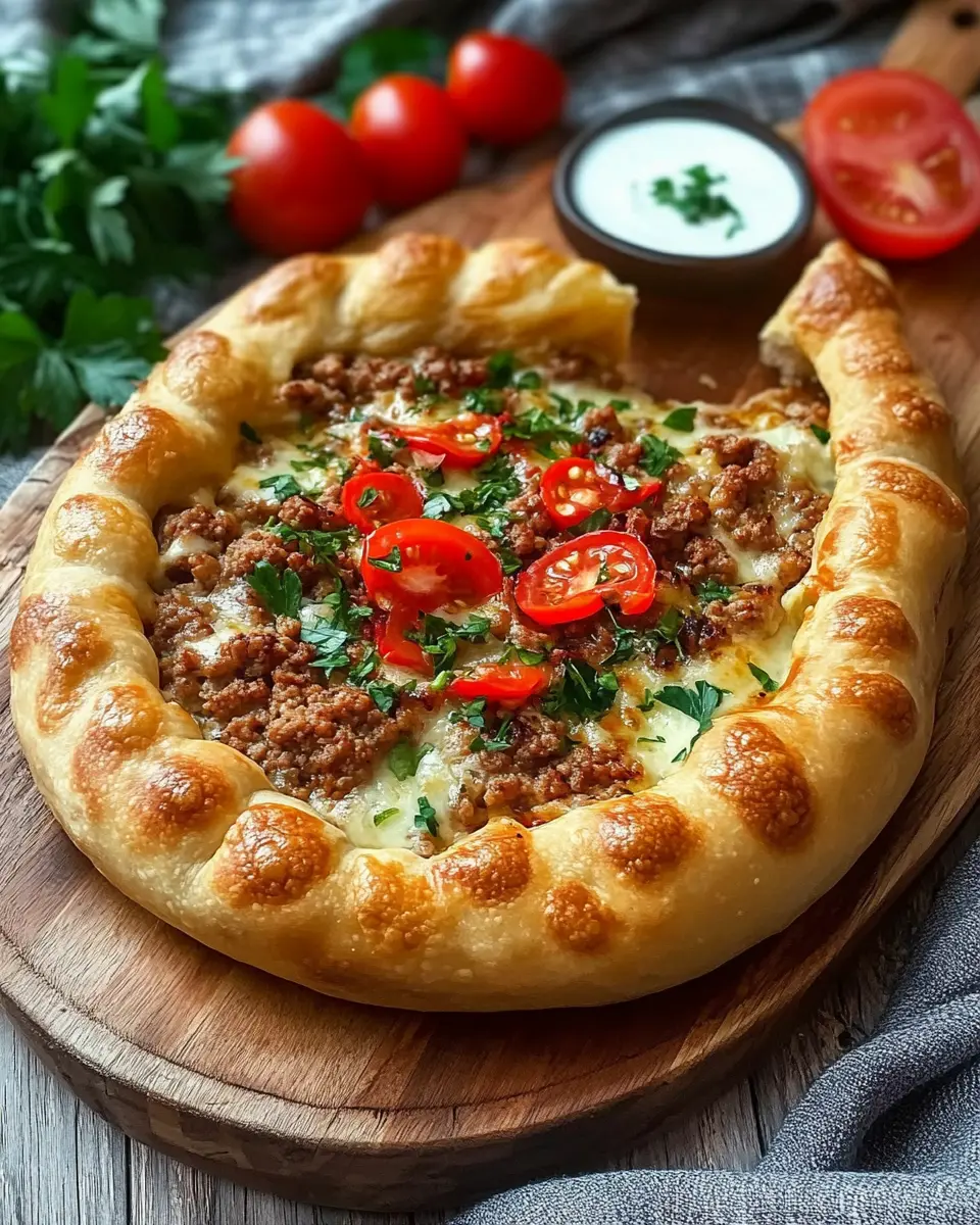 Pide mit Hackfleisch und Käse