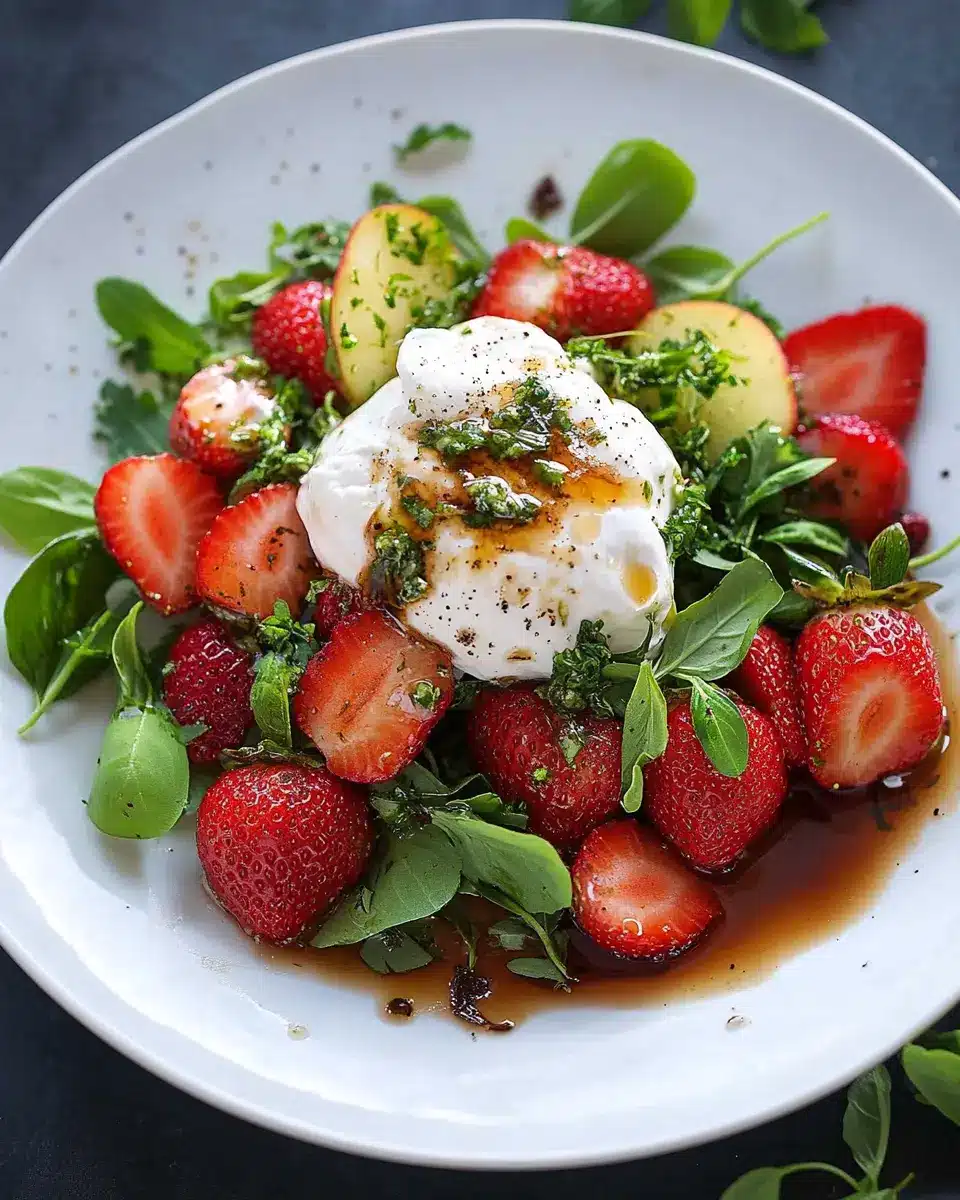Frühlingssalat mit Erdbeeren und Burrata First Image First Image