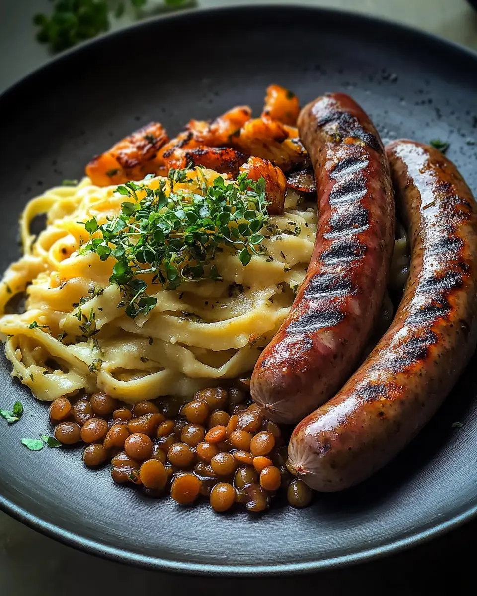 Linsen mit Spätzle und Rostbratwürsten First Image First Image