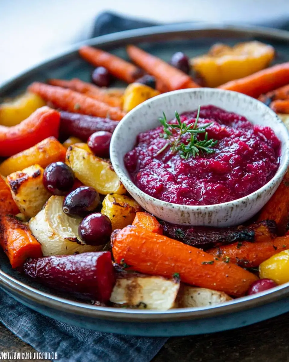 Herbstliches Ofengemüse mit Cranberry-Dip First Image First Image