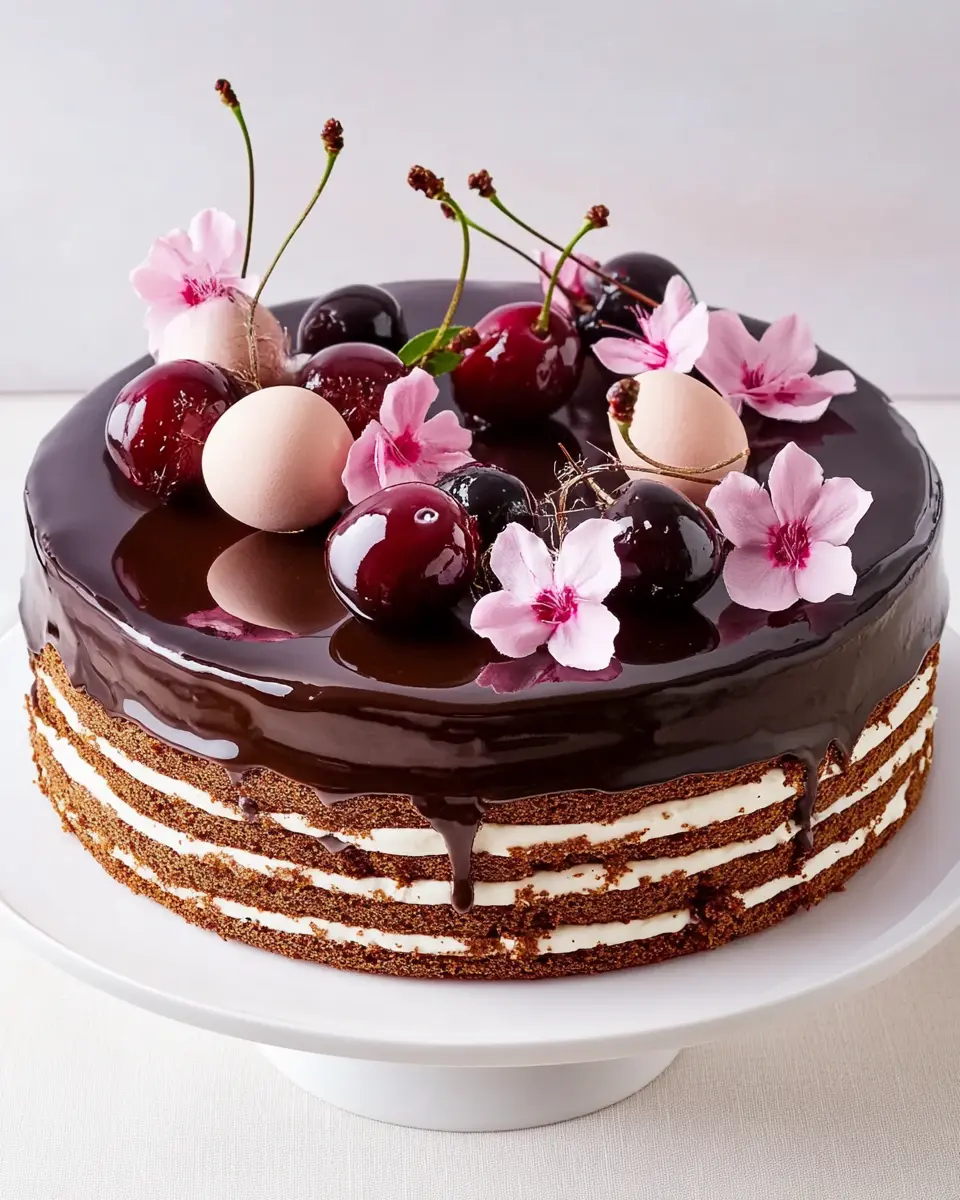 Ostertorte mit Kirschen und Schokolade First Image First Image