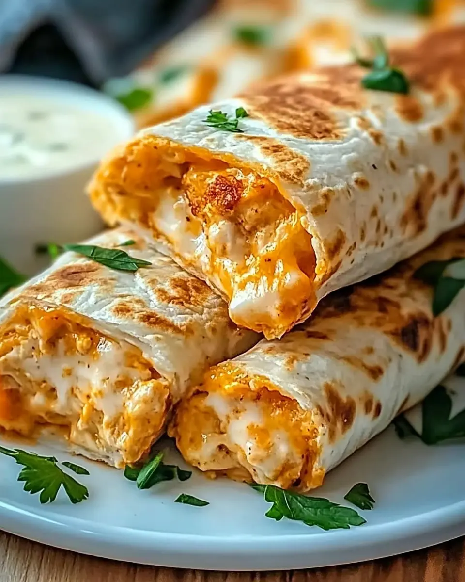 Knusprige, gefüllte Cheddar-Hähnchen-Knoblauch-Parmesan-Wraps First Image First Image