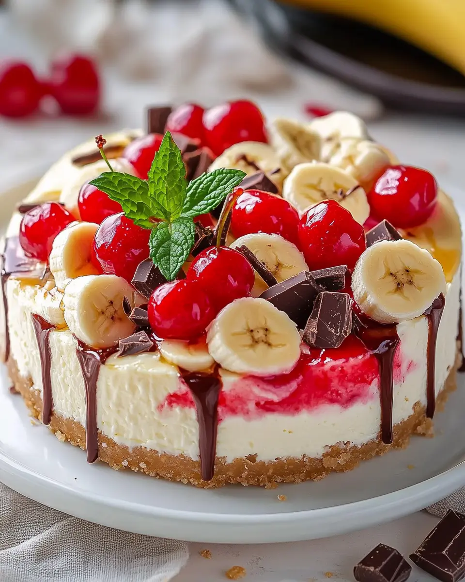 No Bake Banana Split Käsekuchen First Image First Image