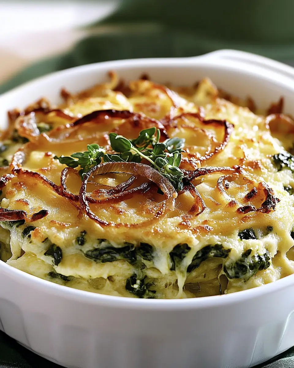 Spinatspätzli-Gratin mit Käse und Zwiebeln: Irresistibly Comforting!