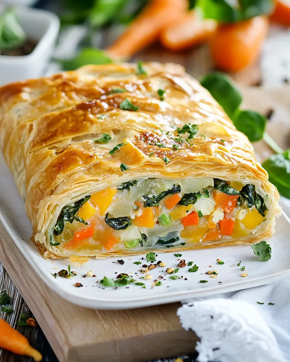 Vegetarischer Gemüsestrudel mit Blätterteig First Image First Image