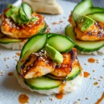 Knusprige Reiswaffeln mit Hähnchen, Avocado und Gurke First Image First Image