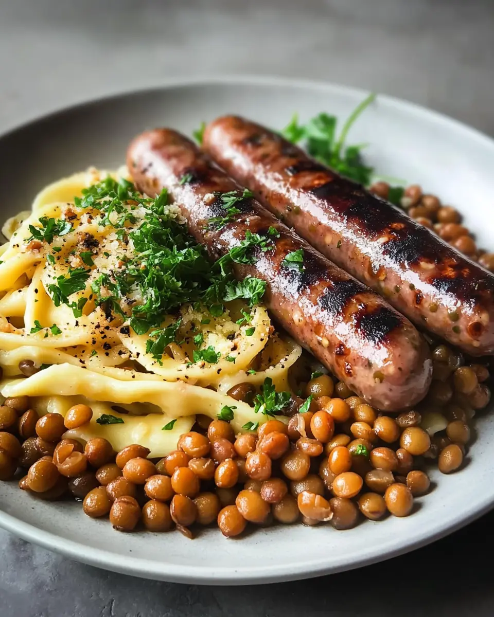 Linsen mit Spätzle und Rostbratwürsten: Easy Comfort Food Bliss