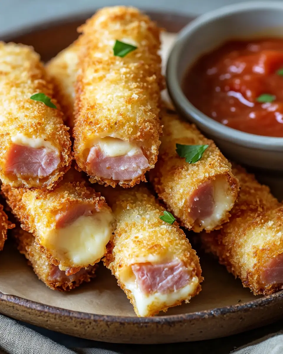 Überbackene Schinken Mozzarella Sticks First Image First Image