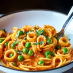 Pasta mit Erbsen und Tomatensugo First Image First Image