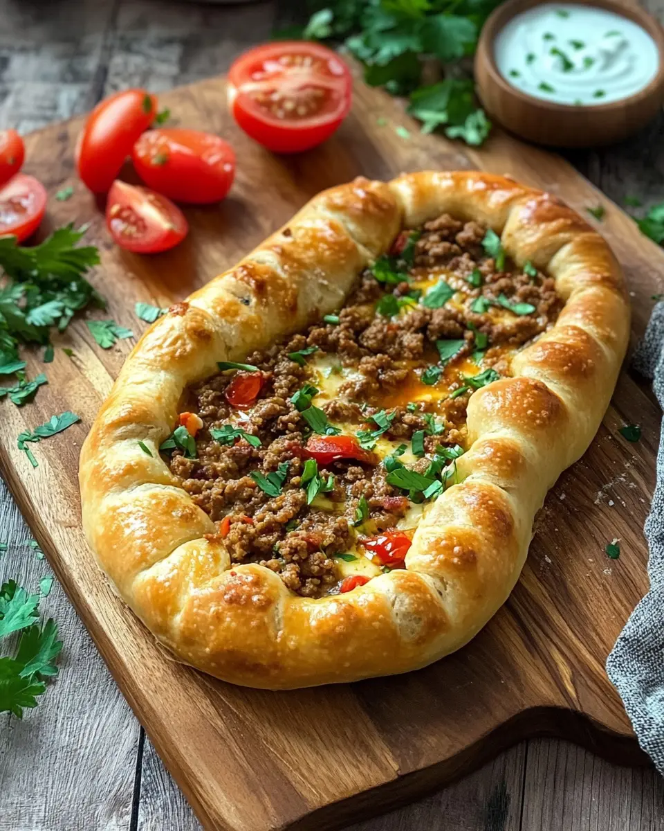 Pide mit Hackfleisch und Käse: Irresistibly Cheesy Delight