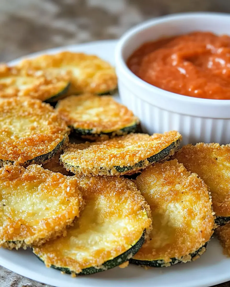 Panierte Zucchinischeiben mit Tomatendip First Image First Image