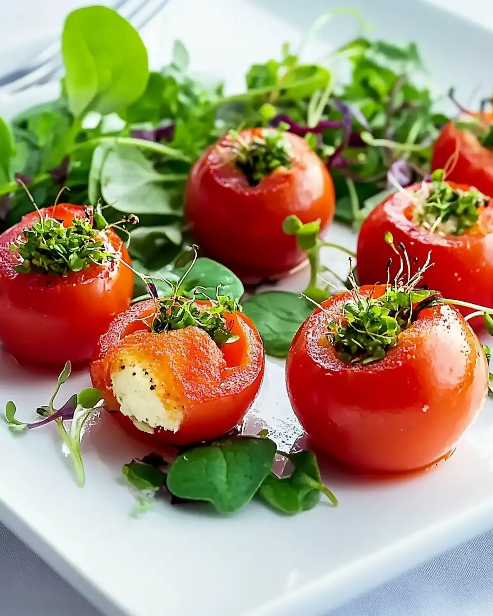 Überraschungs-Tomaten auf Kräutersalat: Juicy & Irresistible Delight