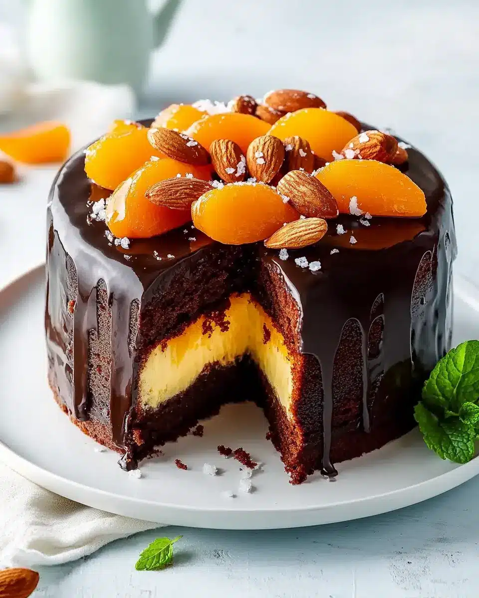 Schoko-Aprikosenkuchen mit karamellisierten Salzmandeln Bliss 5