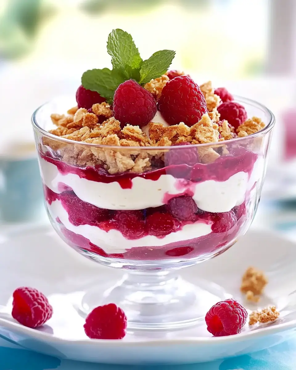 Einfaches Crunch-Dessert mit Himbeeren: Der beste Genuss!