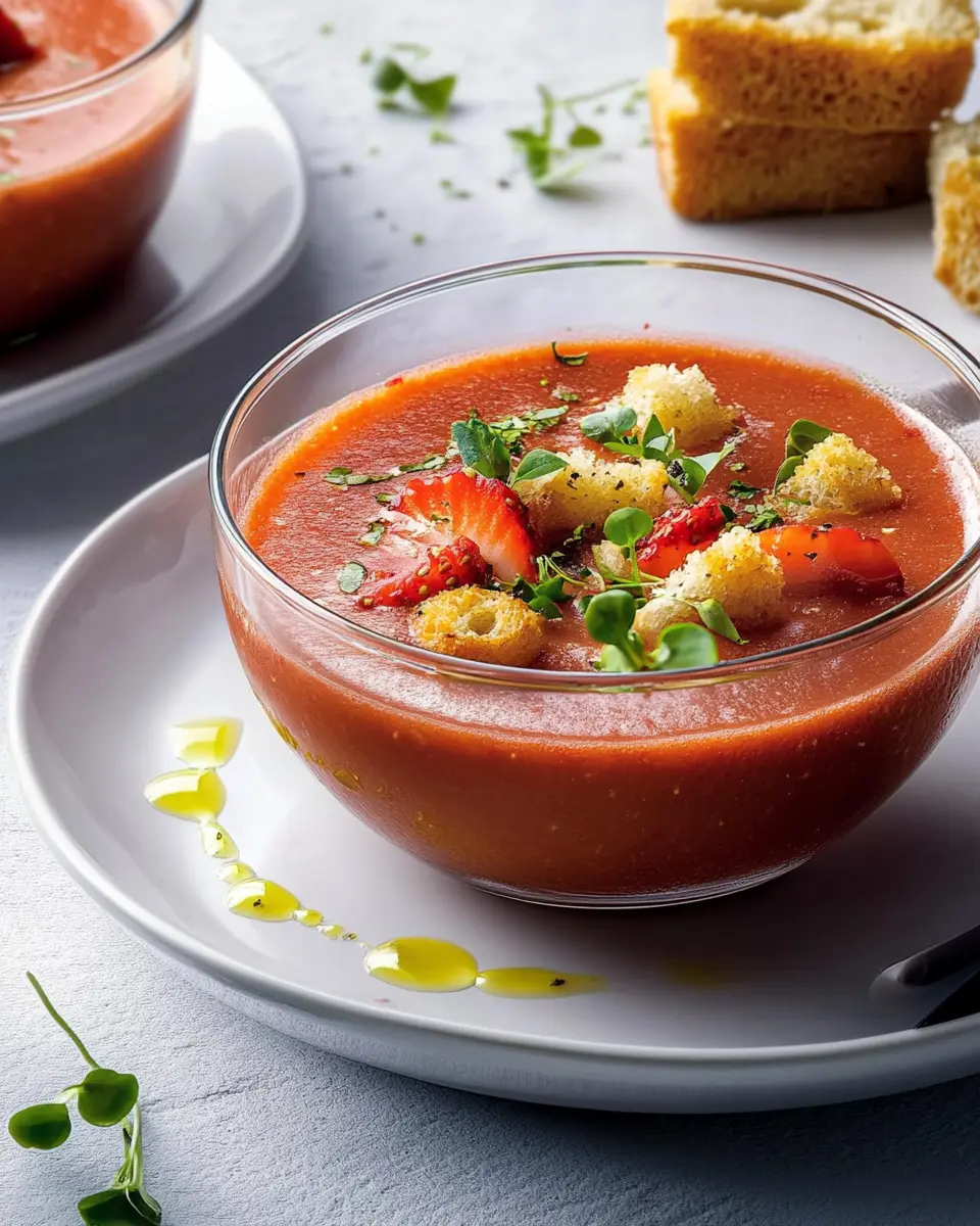 Erdbeer-Gazpacho mit Croûtons: Refreshingly Easy Summer Bliss