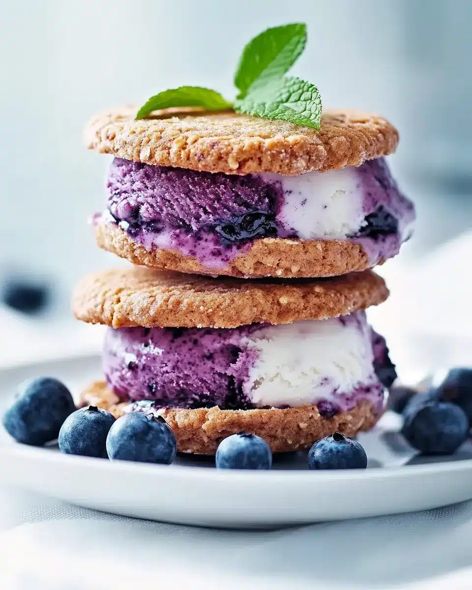 Blaubeer-Eiscreme-Sandwich First Image First Image