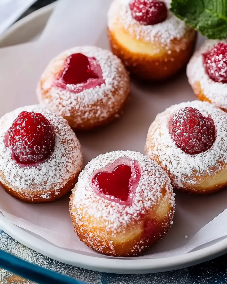 Mini-Krapfen mit Himbeerherz